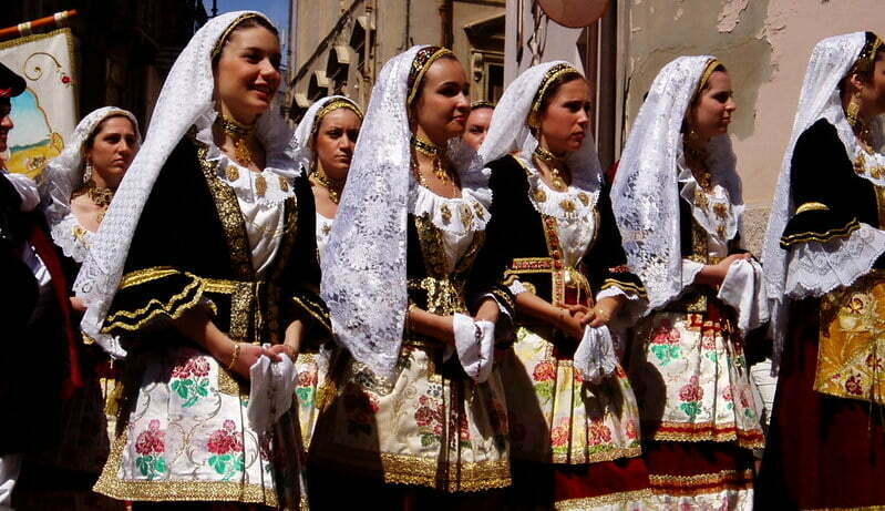 Traditional Italian clothing female dress sardinia