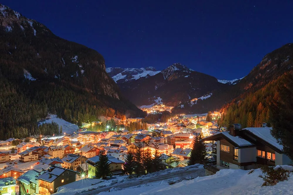 Winter Christmas in Italy ski resort Alps